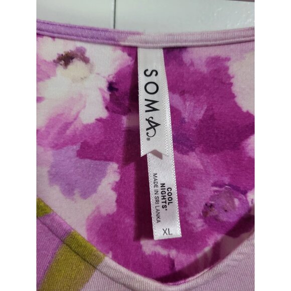 SOMA Cool Nights Women's SZ XL V Neck Short Sleeve Sleep Shirt Nightgown Floral - Picture 3 of 5